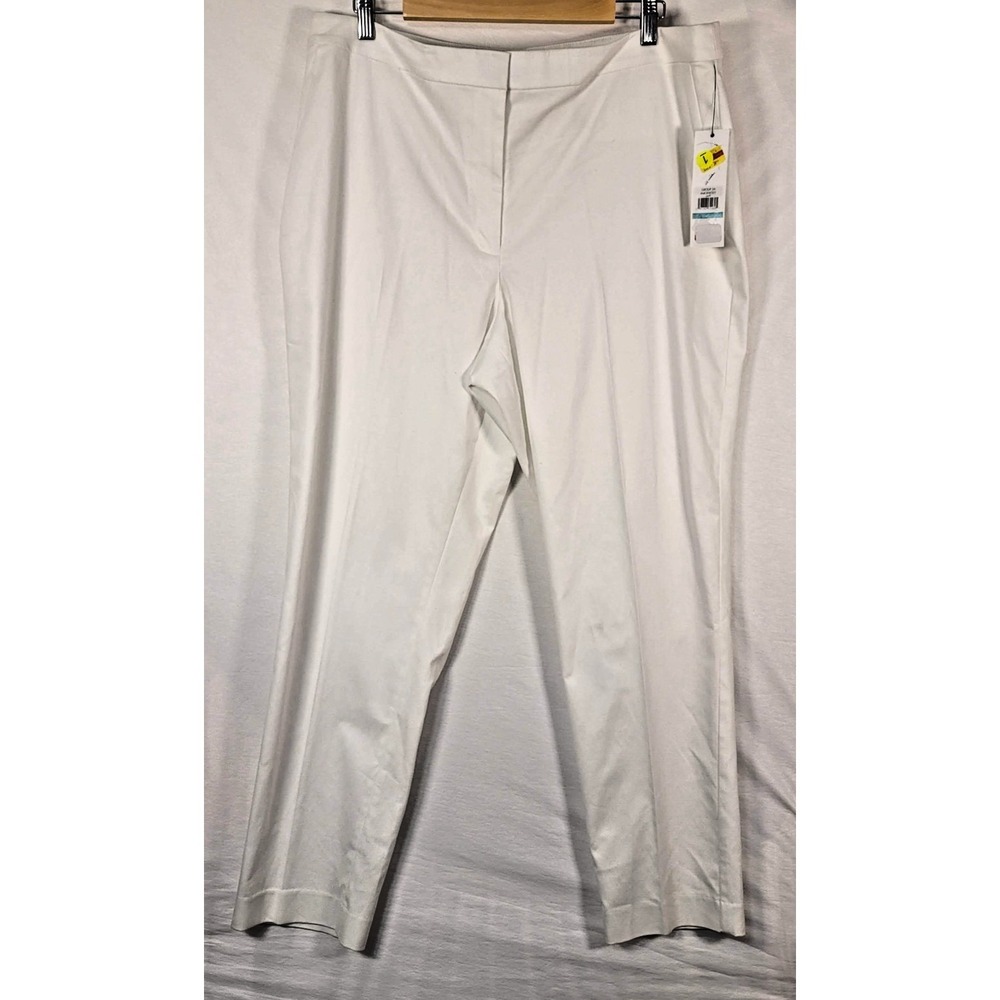 Calvin Klein Pants Womens 16 White Ankle Dress Stretch Cotton Blend Work NWT